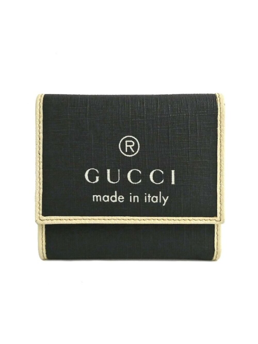 Gucci Trifold Wallet Black White Compact Logo - Picture 1 of 10